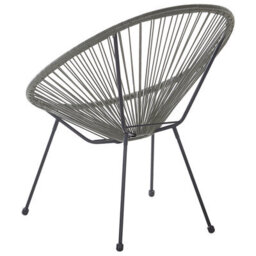 Beliani Garden Chair Dark Grey Pe Rattan Papasan-Style Tub Chair, Compact Outdoor And Indoor Seating - thumbnail 4