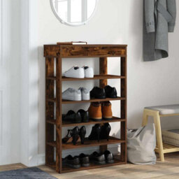 Berkfield Shoe Rack Smoked Oak 60X30X98 Cm Engineered Wood - thumbnail 3