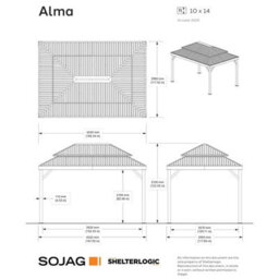 Xample Sojag Alma 10Ft X 14Ft (3 X 4.23M) Gazebo With Double Roof & Mosquito Netting - Premium Outdoor Shelter For Year-Round Enjoyment - thumbnail 9