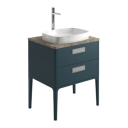 Plum&clay Canaria 4 Leg Blue Bathroom Vanity Unit With Stone Countertop & Integrated Ceramic Basin (W)635mm (H)850mm