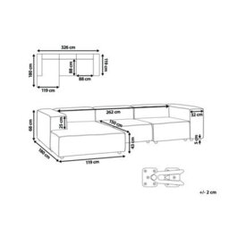 Beliani Modular Corner Sofa 4 Seater Ardal Corduroy Light Brown Right Hand - thumbnail 3