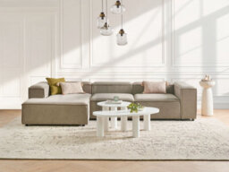 Beliani Modular Corner Sofa 4 Seater Ardal Corduroy Light Brown Right Hand - thumbnail 2
