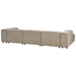 Beliani Modular Corner Sofa 4 Seater Ardal Corduroy Light Brown Right Hand - thumbnail 7