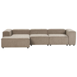 Beliani Modular Corner Sofa 4 Seater Ardal Corduroy Light Brown Right Hand - thumbnail 5