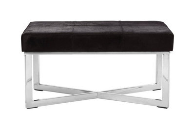 Orsina Luxurious Black Leather Bench, Comfortable Garden Bench For Outdoor, Contemporary Modern Bench For Bedroom - image 1