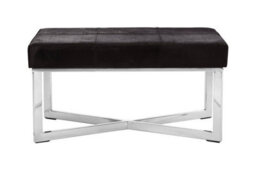 Orsina Luxurious Black Leather Bench, Comfortable Garden Bench For Outdoor, Contemporary Modern Bench For Bedroom - thumbnail 1