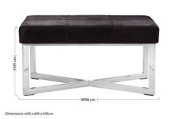 Orsina Luxurious Black Leather Bench, Comfortable Garden Bench For Outdoor, Contemporary Modern Bench For Bedroom - thumbnail 3