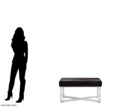 Orsina Luxurious Black Leather Bench, Comfortable Garden Bench For Outdoor, Contemporary Modern Bench For Bedroom - thumbnail 4