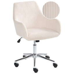Beliani Office Chair Wellston Corduroy Light Beige - thumbnail 1