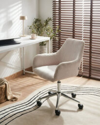 Beliani Office Chair Wellston Corduroy Light Beige - thumbnail 2