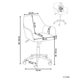 Beliani Office Chair Wellston Corduroy Light Beige - thumbnail 3