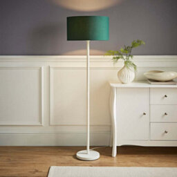 Valuelights Charles White Floor Lamp With Green Drum Shade And Bulb - thumbnail 2