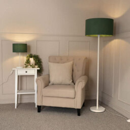 Valuelights Charles White Floor Lamp With Green Drum Shade And Bulb - thumbnail 7