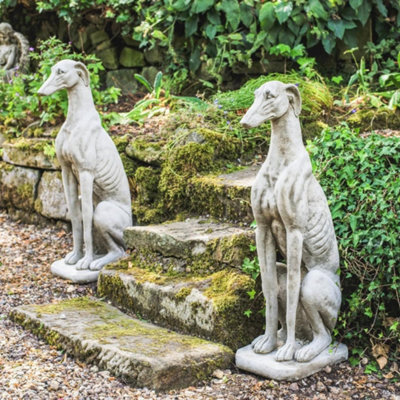 Stunning Pair Of Large Sitting Greyhounds Statues - image 1