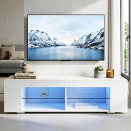 White 135Cm High Gloss Tv Stand Storage Cabinet Cupboard Unit - thumbnail 4