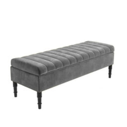 Safar 90Cm Ottoman Storage Bench - Naples Shoe Bench - Dark Grey Lined Upholstery Storage Footstool - thumbnail 4