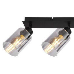 Luminosa Lighting Luminosa Hadera Ceiling Spotlight Bar Matt Black Smoke Glass Shade 3X E27 - thumbnail 5