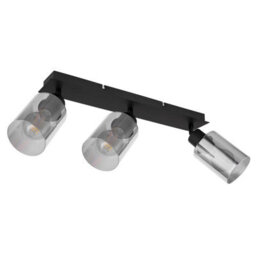 Luminosa Lighting Luminosa Hadera Ceiling Spotlight Bar Matt Black Smoke Glass Shade 3X E27 - thumbnail 2