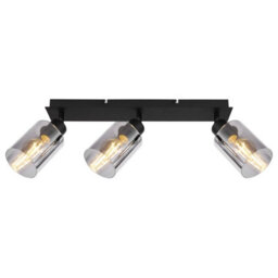 Luminosa Lighting Luminosa Hadera Ceiling Spotlight Bar Matt Black Smoke Glass Shade 3X E27 - thumbnail 3