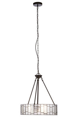 Orsina Etched Glass Deco Pendant Light, Warm Bronze Frame With Geometric Glass Shade, Ambient Ceiling Light - image 1
