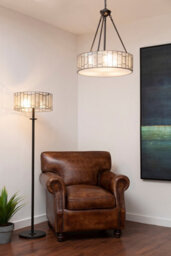 Orsina Etched Glass Deco Pendant Light, Warm Bronze Frame With Geometric Glass Shade, Ambient Ceiling Light - thumbnail 2
