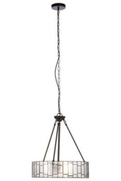Orsina Etched Glass Deco Pendant Light, Warm Bronze Frame With Geometric Glass Shade, Ambient Ceiling Light