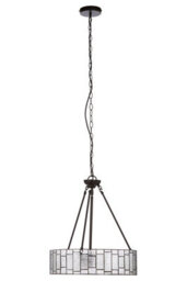 Orsina Etched Glass Deco Pendant Light, Warm Bronze Frame With Geometric Glass Shade, Ambient Ceiling Light - thumbnail 5