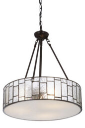 Orsina Etched Glass Deco Pendant Light, Warm Bronze Frame With Geometric Glass Shade, Ambient Ceiling Light - thumbnail 4