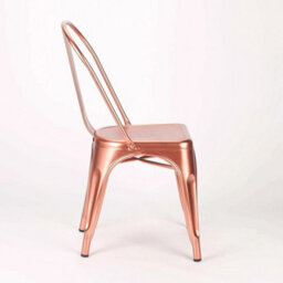 Inspired Metal Dining Chair Copper Rose Gold Industrial Stackable Seat - thumbnail 2