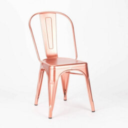 Inspired Metal Dining Chair Copper Rose Gold Industrial Stackable Seat - thumbnail 4