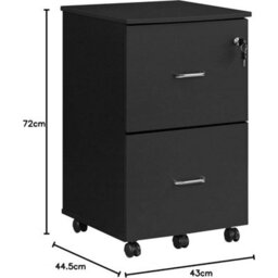 Compact 2-Drawer Rolling File Cabinet For A4 & Letter-Size Files - thumbnail 2