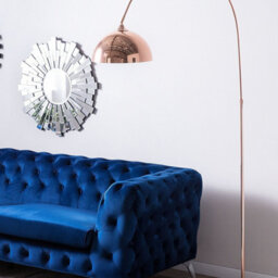 Beliani Aurora Home Copper Floor Lamp 160Cm - Curved Iron Arm, Tiltable Bowl Shade, Retro Glamour - thumbnail 1