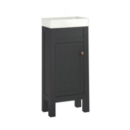 Homestylestore 400mm Black Grey Floorstanding Bathroom Vanity Unit And Aged Bronze Round Handle - thumbnail 1