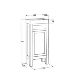 Homestylestore 400mm Black Grey Floorstanding Bathroom Vanity Unit And Aged Bronze Round Handle - thumbnail 2
