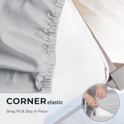 Ameha Plain Microfiber Fitted Sheet 25Cm Deep Pocket- Hypoallergenic Easy Care Silver Fitted Sheets Uk Double Bedsheet (137X190Cm) - thumbnail 9