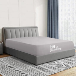 Ameha Plain Microfiber Fitted Sheet 25Cm Deep Pocket- Hypoallergenic Easy Care Silver Fitted Sheets Uk Double Bedsheet (137X190Cm) - thumbnail 7