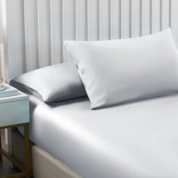 Ameha Plain Microfiber Fitted Sheet 25Cm Deep Pocket- Hypoallergenic Easy Care Silver Fitted Sheets Uk Double Bedsheet (137X190Cm) - thumbnail 4