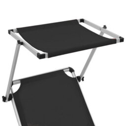 Walplus Folding Sun Lounger With Roof Aluminium And Textilene Black - thumbnail 6