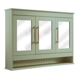 Homestylestore 1050 X 750mm Pastel Green Wall Mounted Mirrored Door Bathroom Cabinet And Brushed Copper T Bar Handles - thumbnail 1