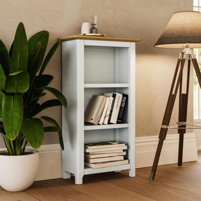 Fwstyle 3 Tier Bookcase Storage Rack Shelving Unit Ready Assembled White Linen & Oak (H) 82 (W) 45 (D) 23Cm - image 1