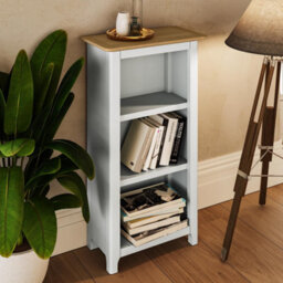 Fwstyle 3 Tier Bookcase Storage Rack Shelving Unit Ready Assembled White Linen & Oak (H) 82 (W) 45 (D) 23Cm - thumbnail 4