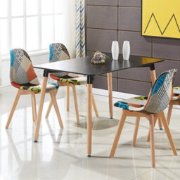 Life Interiors Set Of 6 Multicolor Patchwork Fabric Dining Chairs With Wooden Legs, Mid-Century Modern Accent Chair - thumbnail 7