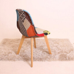 Life Interiors Set Of 6 Multicolor Patchwork Fabric Dining Chairs With Wooden Legs, Mid-Century Modern Accent Chair - thumbnail 4