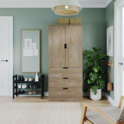 Urbn-Living Urbnliving 180Cm Height Oak Wardrobe With 2 Door 3 Drawer Storage And Modern Hanging Rail Furniture - thumbnail 1