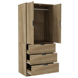Urbn-Living Urbnliving 180Cm Height Oak Wardrobe With 2 Door 3 Drawer Storage And Modern Hanging Rail Furniture - thumbnail 5