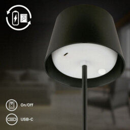 Briloner Rechargeable Table Lamp Black 1.2W 120Lm 2700K Touch Dimmer Ip44 - thumbnail 3