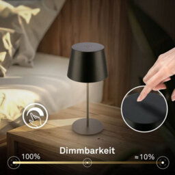 Briloner Rechargeable Table Lamp Black 1.2W 120Lm 2700K Touch Dimmer Ip44 - thumbnail 4