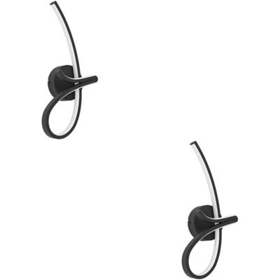 Loops 2 Pack Sleek Modern Design Black Led Wall Light For Stylish Indoor Home Lighting - image 1