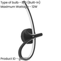 Loops 2 Pack Sleek Modern Design Black Led Wall Light For Stylish Indoor Home Lighting - thumbnail 2