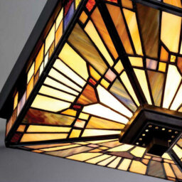 Luminosa Lighting Elstead Inglenook Outdoor 2 Light Tiffany Flush Mount - Bronze Finish, E27 - thumbnail 3
